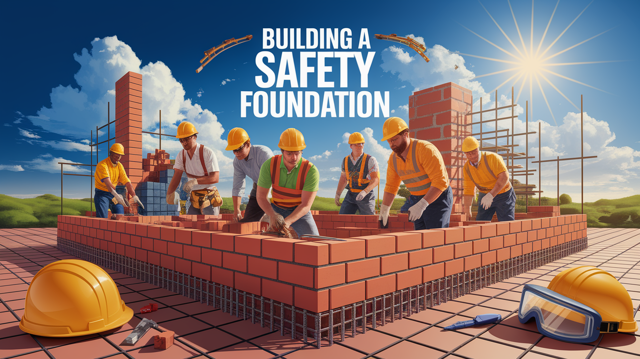 A conceptual illustration representing Building a Safety Foundation. Visualize the main ideas: . Creative but clear representation of the concept. Style: photorealistic. high quality, detailed, professional, clean composition, good lighting, sharp focus, well-composed. high quality, professional, detailed, well-composed