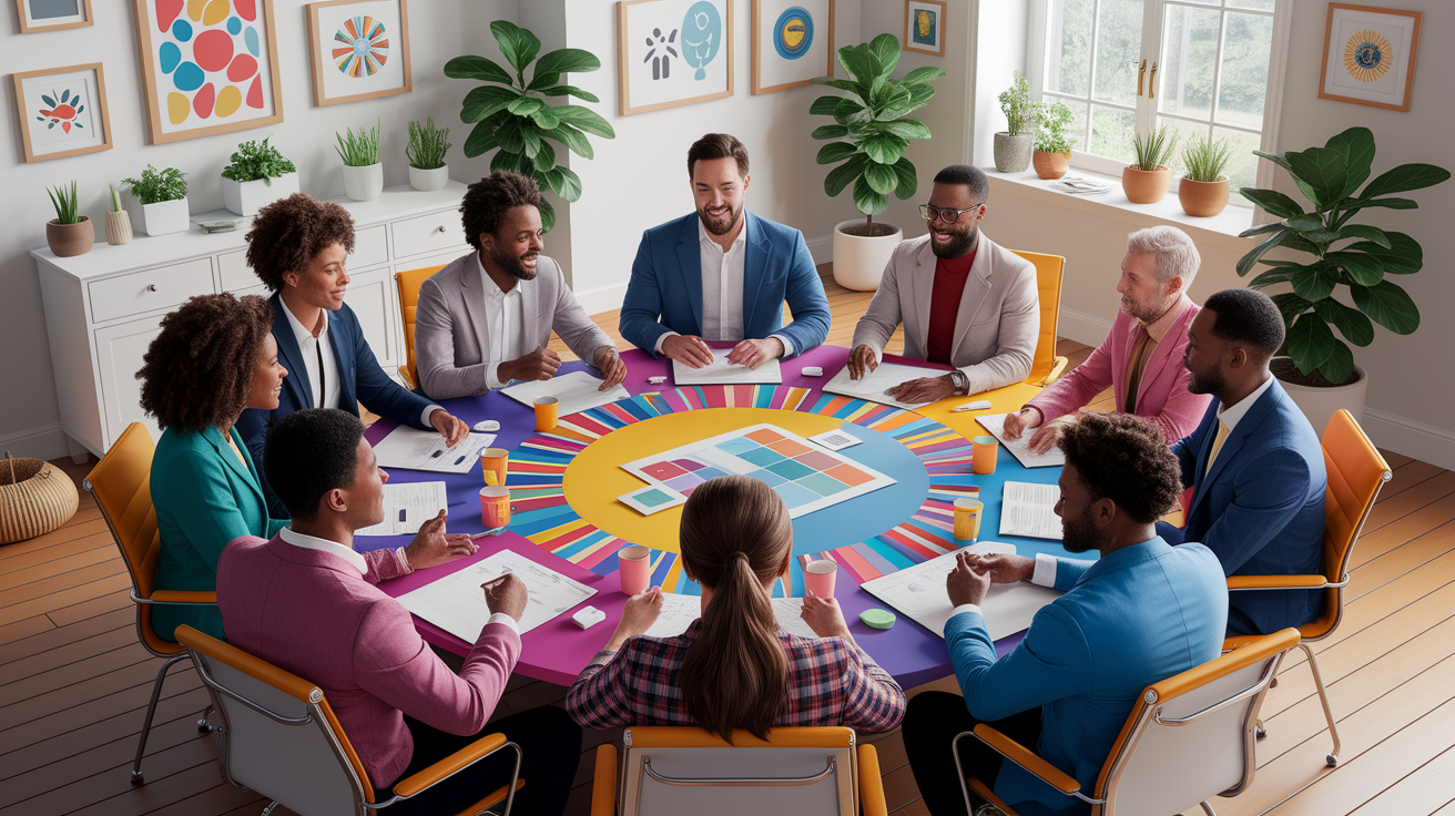 A conceptual illustration representing Fostering an Inclusive Culture. Visualize the main ideas: . Creative but clear representation of the concept. Style: photorealistic. high quality, detailed, professional, clean composition, good lighting, sharp focus, well-composed. high quality, professional, detailed, well-composed