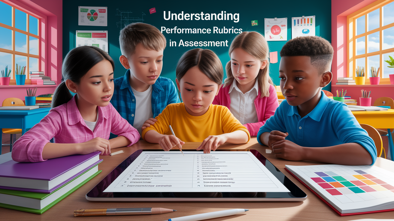 A conceptual illustration representing Understanding Performance Rubrics in Authentic Assessment. Visualize the main ideas: . Creative but clear representation of the concept. Style: photorealistic. high quality, detailed, professional, clean composition, good lighting, sharp focus, well-composed. high quality, professional, detailed, well-composed