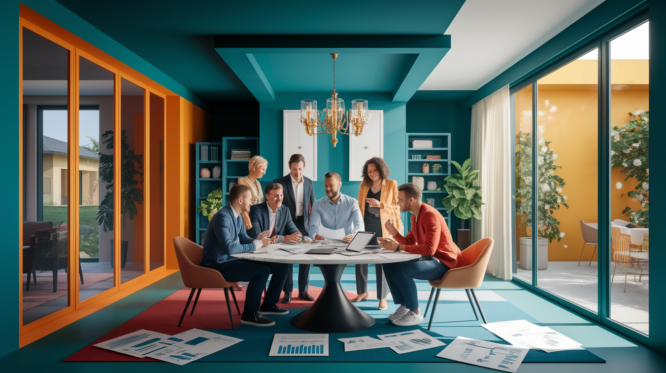 A realistic scene or environment setting for Cash Purchase and Home Equity: Upfront Investments. Include in a natural, contextual setting. Show real-world application or usage. Style: Visual Theme: Clean, modern aesthetic with high contrast and vibrant energy. Emphasize the intersect. high quality, detailed, professional, clean composition, good lighting, sharp focus, well-composed. high quality, professional, detailed, well-composed