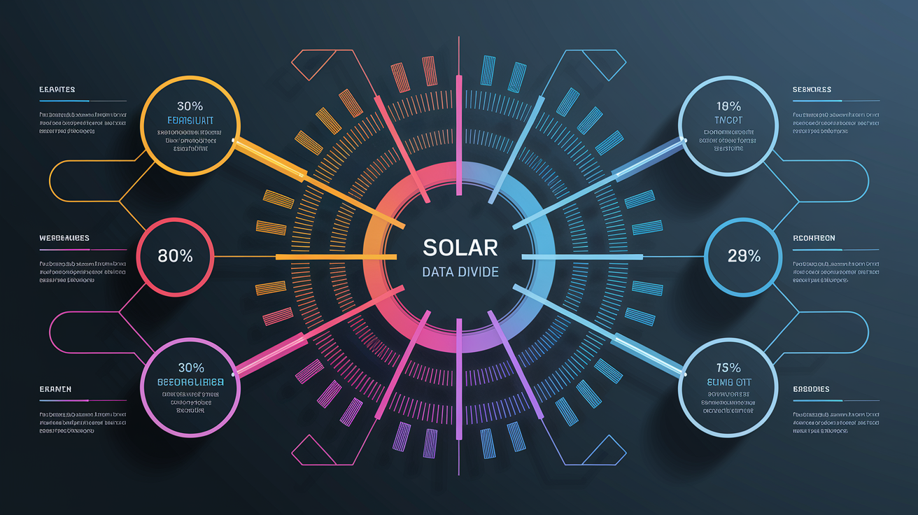 A clean, professional data visualization or infographic related to Bridging the Solar Data Divide. Include elements like charts, graphs, or statistical representations. Focus on . Style: Visual Theme: Clean, modern aesthetic with high contrast and vibrant energy. Emphasize the intersect. high quality, detailed, professional, clean composition, good lighting, sharp focus, well-composed. high quality, professional, detailed, well-composed