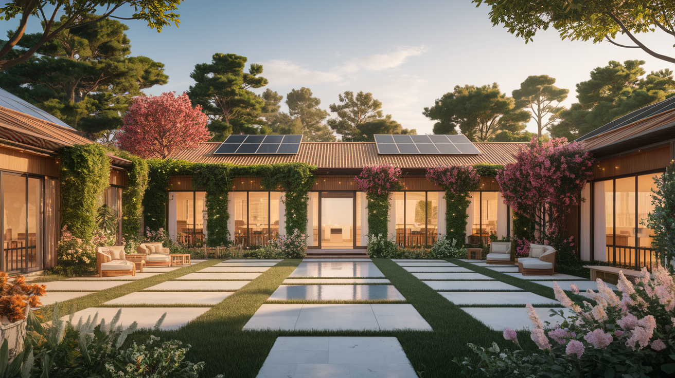 A conceptual illustration representing Choosing the Perfect Eco-Friendly Venue. Visualize the main ideas: . Creative but clear representation of the concept. Style: photorealistic. high quality, detailed, professional, clean composition, good lighting, sharp focus, well-composed. high quality, professional, detailed, well-composed