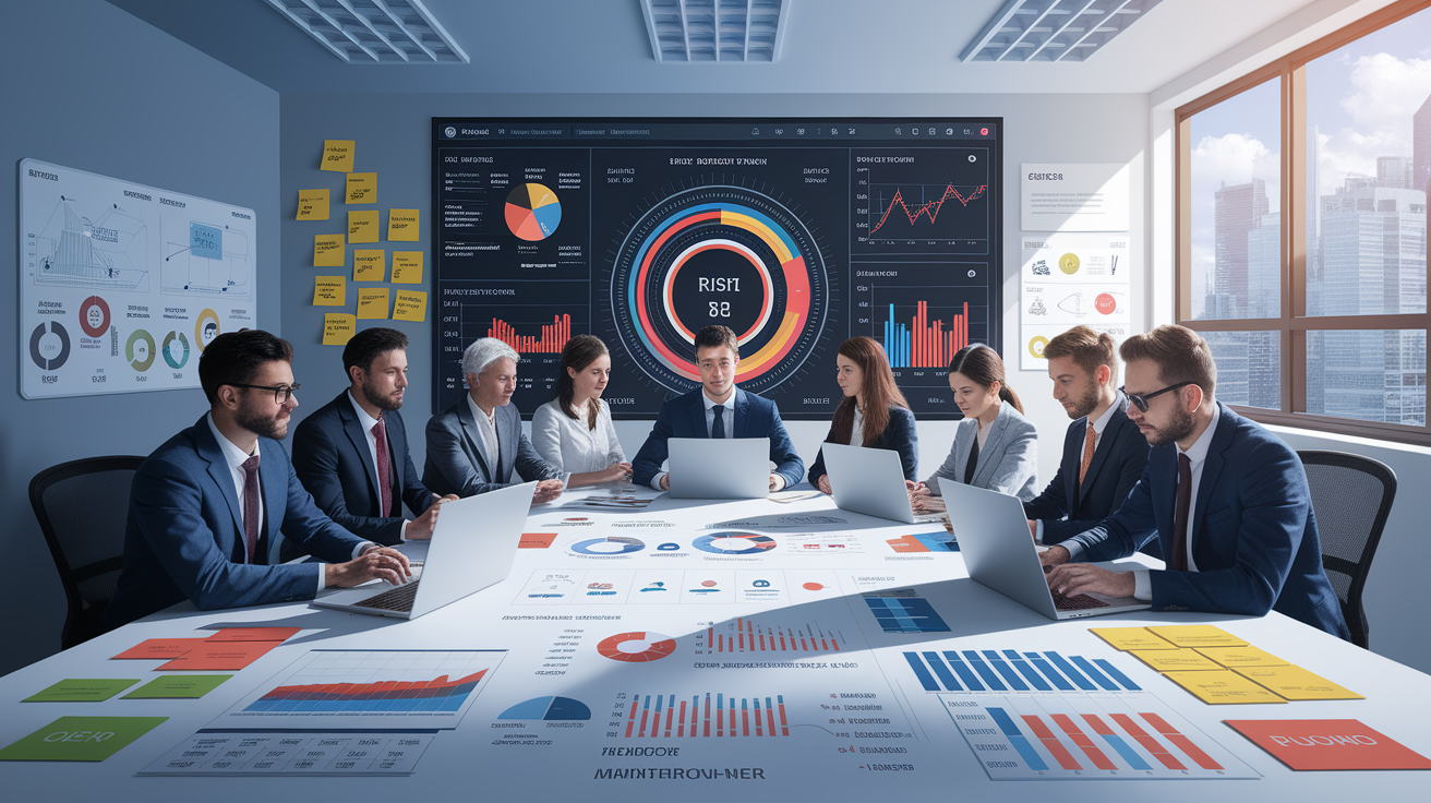 A conceptual illustration representing Implementing Risk Management Strategies. Visualize the main ideas: . Creative but clear representation of the concept. Style: photorealistic. high quality, detailed, professional, clean composition, good lighting, sharp focus, well-composed. high quality, professional, detailed, well-composed