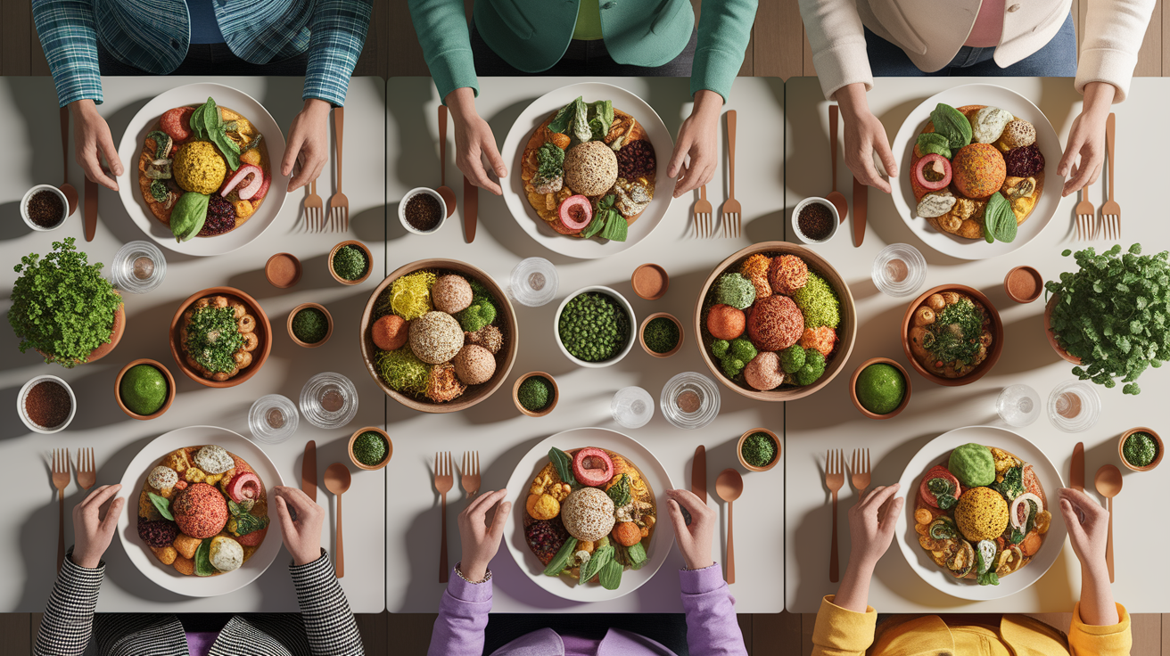A conceptual illustration representing Nourishing Guests Sustainably. Visualize the main ideas: . Creative but clear representation of the concept. Style: photorealistic. high quality, detailed, professional, clean composition, good lighting, sharp focus, well-composed. high quality, professional, detailed, well-composed