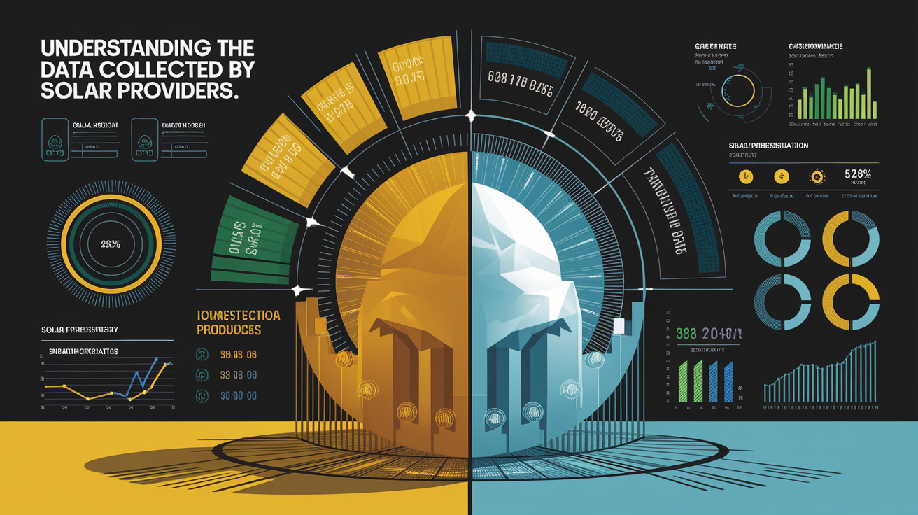 A clean, professional data visualization or infographic related to Understanding the Data Collected by Solar Providers. Include elements like charts, graphs, or statistical representations. Focus on . Style: Visual Theme: Clean, modern aesthetic with high contrast and vibrant energy. Emphasize the intersect. high quality, detailed, professional, clean composition, good lighting, sharp focus, well-composed. high quality, professional, detailed, well-composed