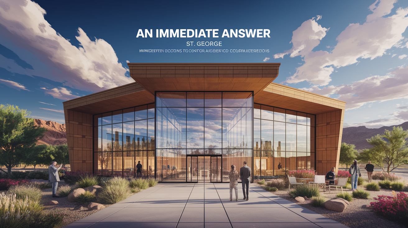 A conceptual illustration representing Building in St. George &acirc;€“ An Immediate Answer. Visualize the main ideas: . Creative but clear representation of the concept. Style: photorealistic. high quality, detailed, professional, clean composition, good lighting, sharp focus, well-composed. high quality, professional, detailed, well-composed