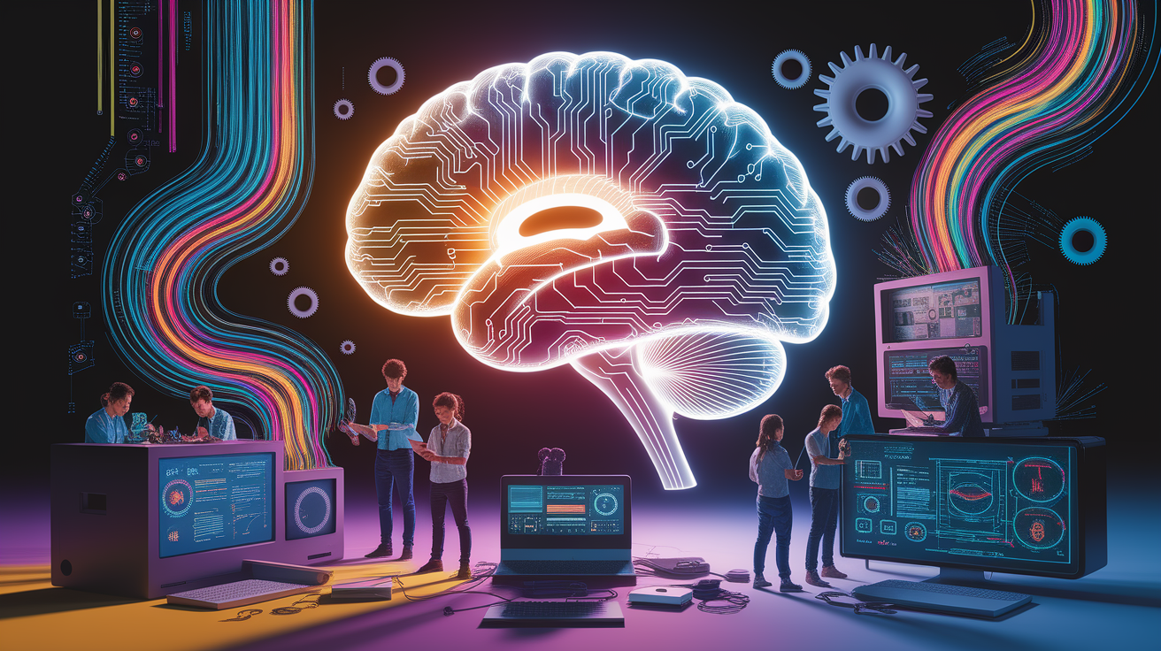 A conceptual illustration representing Spark the Logic: Introduction to Computational Thinking. Visualize the main ideas: . Creative but clear representation of the concept. Style: photorealistic. high quality, detailed, professional, clean composition, good lighting, sharp focus, well-composed. high quality, professional, detailed, well-composed