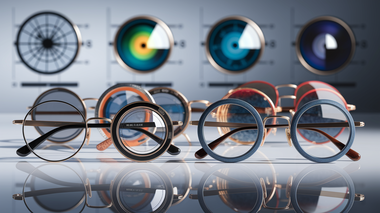 A conceptual illustration representing Lens Mechanics: How Different Glasses Correct Your Focus. Visualize the main ideas: . Creative but clear representation of the concept. Style: photorealistic. high quality, detailed, professional, clean composition, good lighting, sharp focus, well-composed. high quality, professional, detailed, well-composed
