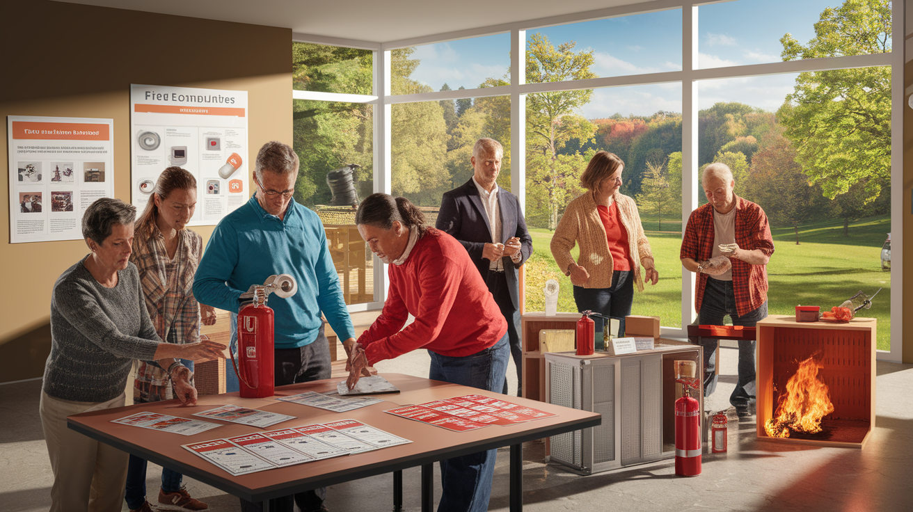 A realistic scene or environment setting for Home and Community Defenses: Fire-Safe Practices. Include  in a natural, contextual setting. Show real-world application or usage. Style: photorealistic. high quality, detailed, professional, clean composition, good lighting, sharp focus, well-composed. high quality, professional, detailed, well-composed