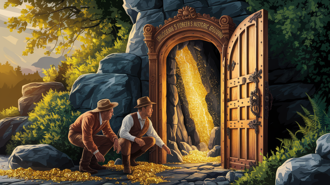 A conceptual illustration representing Unlocking St. George’s Historic Goldmine. Visualize the main ideas: . Creative but clear representation of the concept. Style: photorealistic. high quality, detailed, professional, clean composition, good lighting, sharp focus, well-composed. high quality, professional, detailed, well-composed