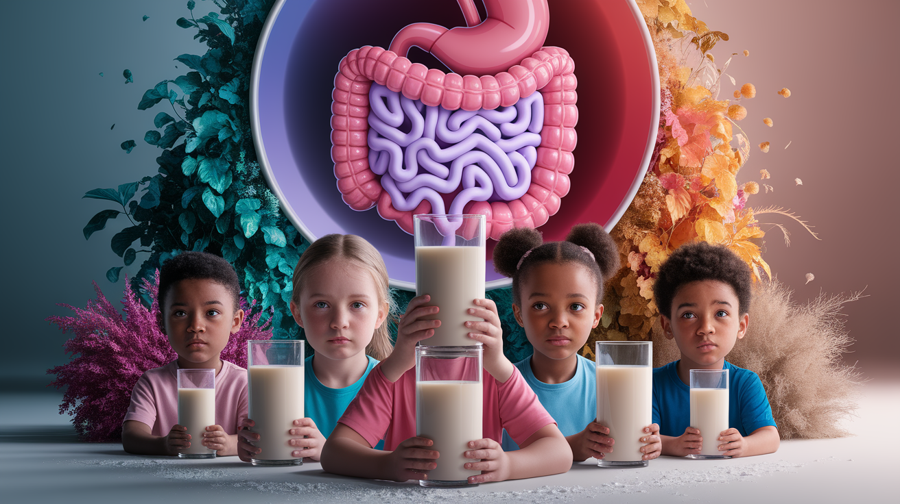 A conceptual illustration representing Congenital Lactase Deficiency: A Rare Inheritance. Visualize the main ideas: . Creative but clear representation of the concept. Style: photorealistic. high quality, detailed, professional, clean composition, good lighting, sharp focus, well-composed. high quality, professional, detailed, well-composed