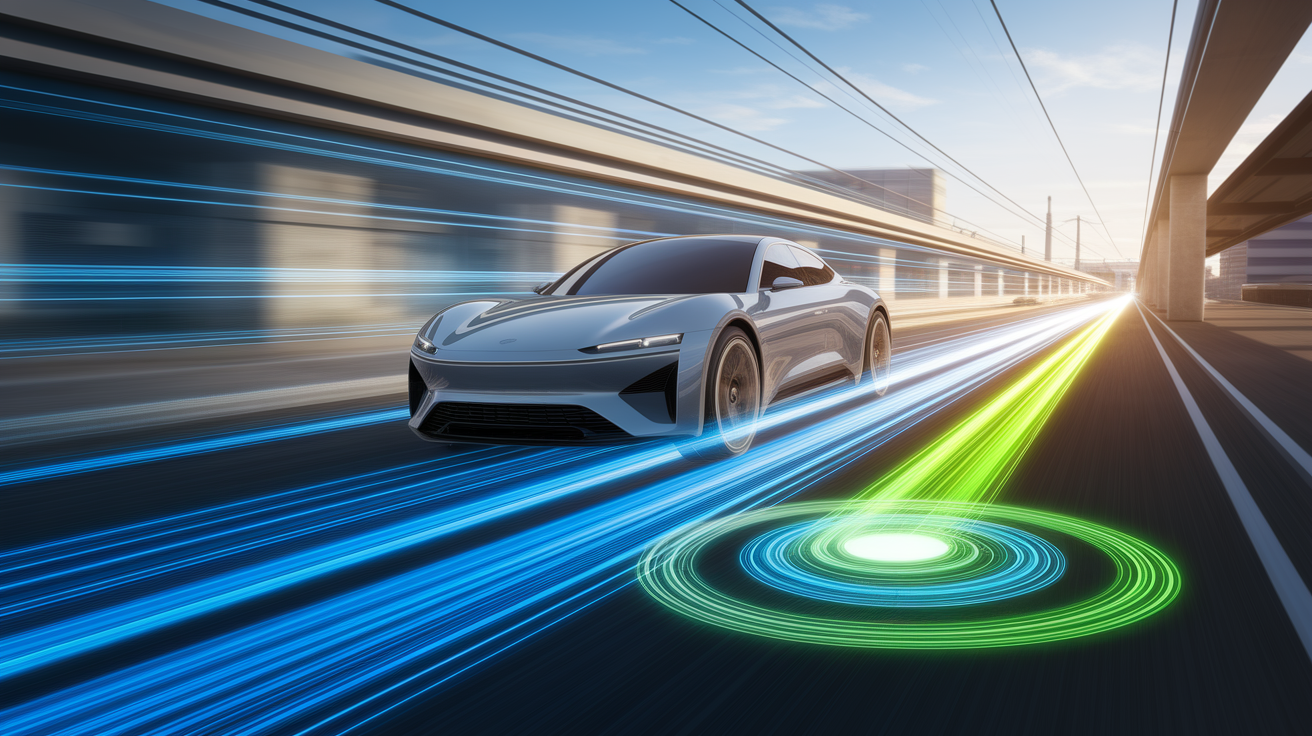 A conceptual illustration representing Energizing Your Ride: How Regenerative Braking Works Immediately. Visualize the main ideas: . Creative but clear representation of the concept. Style: photorealistic. high quality, detailed, professional, clean composition, good lighting, sharp focus, well-composed. high quality, professional, detailed, well-composed