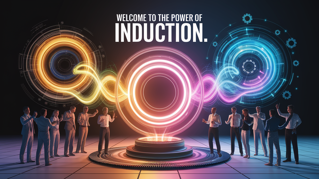 A conceptual illustration representing Welcome to the Power of Induction. Visualize the main ideas: . Creative but clear representation of the concept. Style: photorealistic. high quality, detailed, professional, clean composition, good lighting, sharp focus, well-composed. high quality, professional, detailed, well-composed
