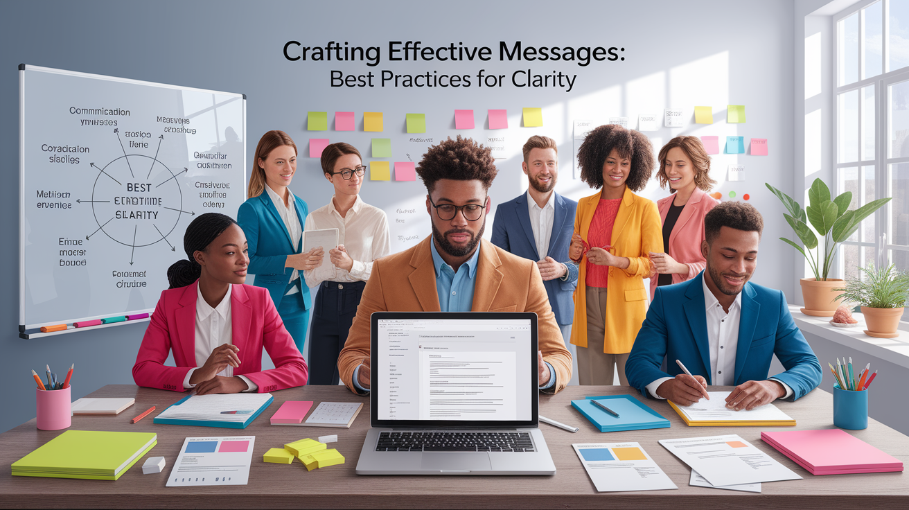 A conceptual illustration representing Crafting Effective Messages: Best Practices for Clarity. Visualize the main ideas: . Creative but clear representation of the concept. Style: photorealistic. high quality, detailed, professional, clean composition, good lighting, sharp focus, well-composed. high quality, professional, detailed, well-composed