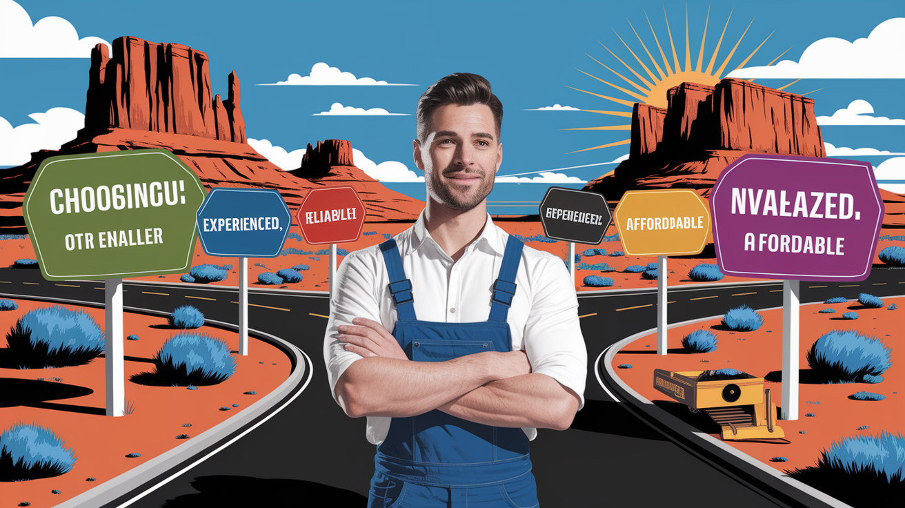 A conceptual illustration representing Choosing the Right Installer in St. George. Visualize the main ideas: . Creative but clear representation of the concept. Style: photorealistic. high quality, detailed, professional, clean composition, good lighting, sharp focus, well-composed. high quality, professional, detailed, well-composed