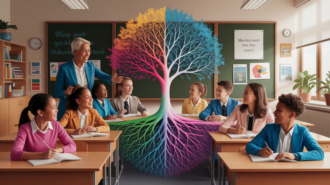 A conceptual illustration representing The Impact on Teacher Retention and Student Achievement. Visualize the main ideas: . Creative but clear representation of the concept. Style: photorealistic. high quality, detailed, professional, clean composition, good lighting, sharp focus, well-composed. high quality, professional, detailed, well-composed
