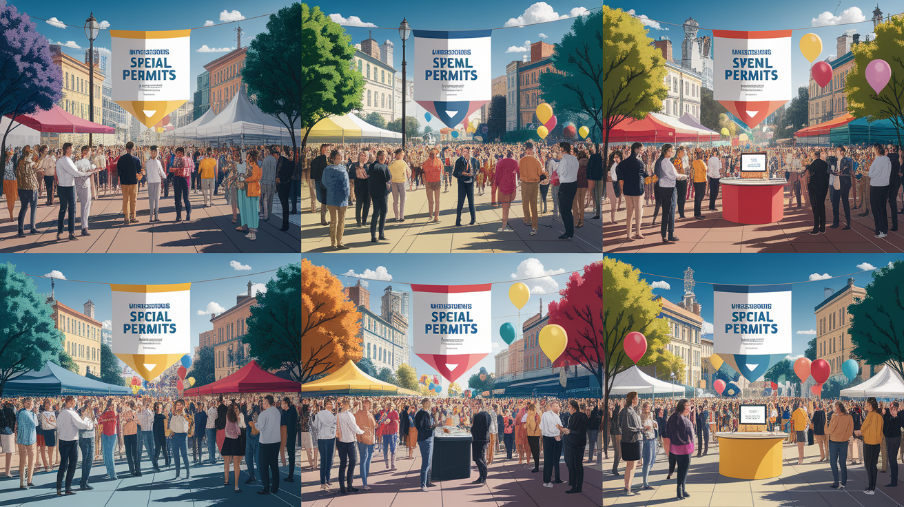 A conceptual illustration representing Understanding Special Event Permits. Visualize the main ideas: . Creative but clear representation of the concept. Style: photorealistic. high quality, detailed, professional, clean composition, good lighting, sharp focus, well-composed. high quality, professional, detailed, well-composed