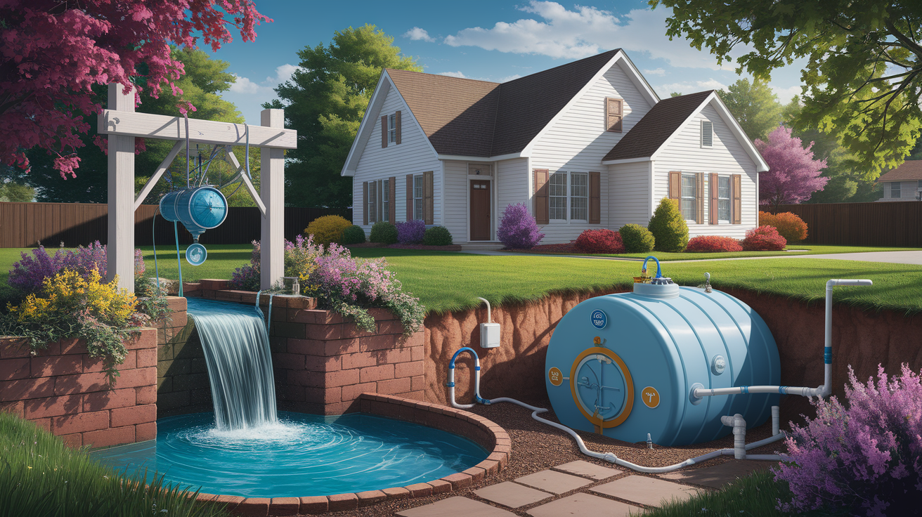A conceptual illustration representing Understanding Your St. George Septic and Well Systems. Visualize the main ideas: . Creative but clear representation of the concept. Style: photorealistic. high quality, detailed, professional, clean composition, good lighting, sharp focus, well-composed. high quality, professional, detailed, well-composed