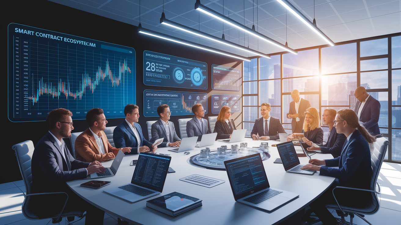 A realistic scene or environment setting for Setting Up Your Smart Contract Environment. Include  in a natural, contextual setting. Show real-world application or usage. Style: photorealistic. high quality, detailed, professional, clean composition, good lighting, sharp focus, well-composed. high quality, professional, detailed, well-composed