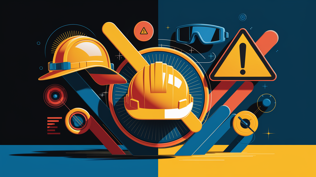 A conceptual illustration representing Safe Work Procedures. Visualize the main ideas: . Creative but clear representation of the concept. Style: Visual Theme: Clean, modern aesthetic with high contrast and vibrant energy. Emphasize the intersect. high quality, detailed, professional, clean composition, good lighting, sharp focus, well-composed. high quality, professional, detailed, well-composed