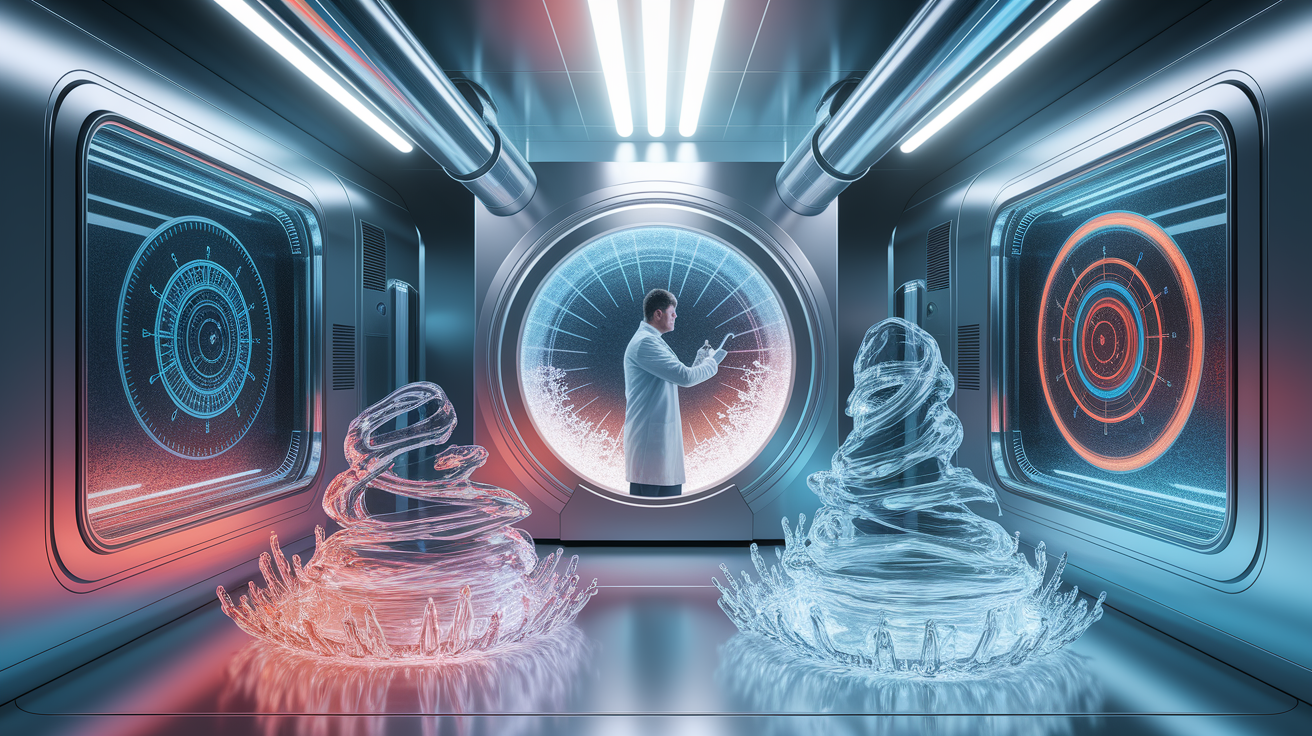 A conceptual illustration representing Cutting-Edge Freezing Innovations. Visualize the main ideas: . Creative but clear representation of the concept. Style: photorealistic. high quality, detailed, professional, clean composition, good lighting, sharp focus, well-composed. high quality, professional, detailed, well-composed