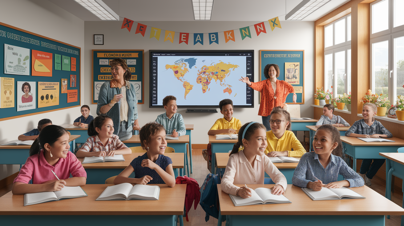 A realistic scene or environment setting for Leveraging Home Languages as Learning Assets. Include  in a natural, contextual setting. Show real-world application or usage. Style: photorealistic. high quality, detailed, professional, clean composition, good lighting, sharp focus, well-composed. high quality, professional, detailed, well-composed