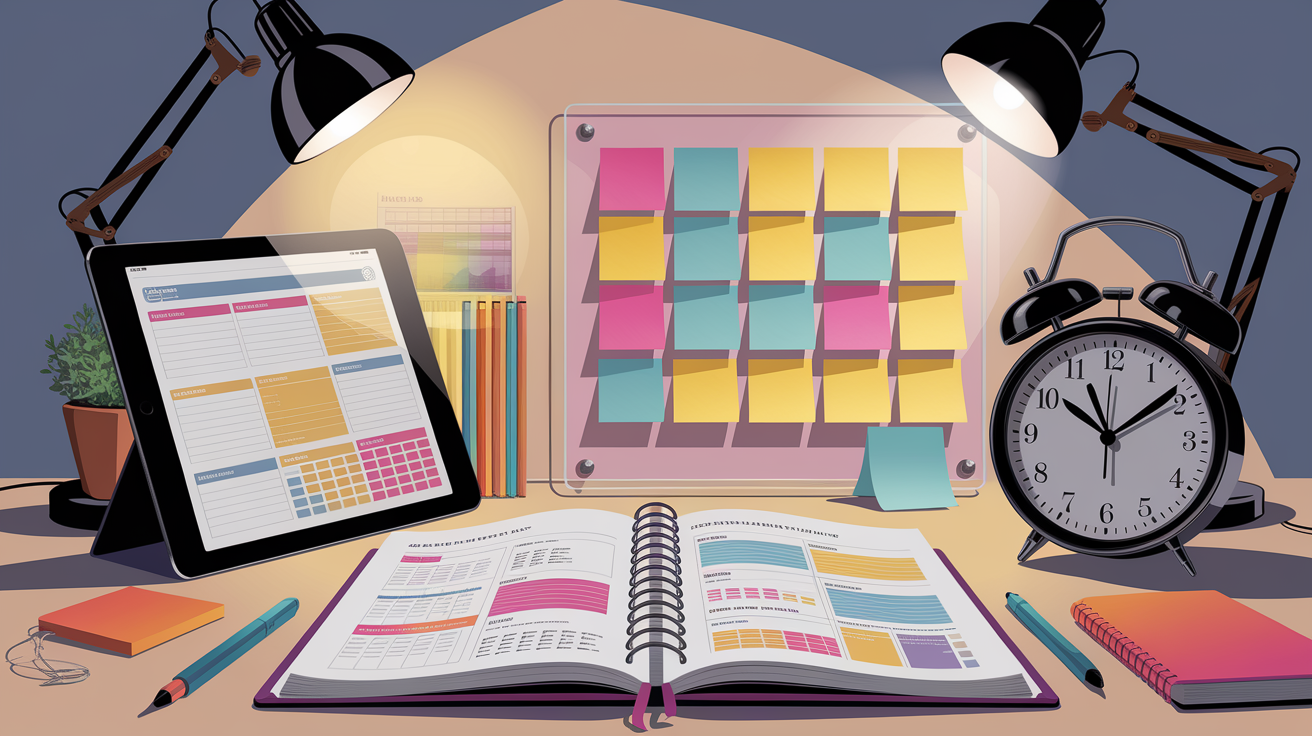 A conceptual illustration representing Effective Planning Techniques and Tools. Visualize the main ideas: . Creative but clear representation of the concept. Style: photorealistic. high quality, detailed, professional, clean composition, good lighting, sharp focus, well-composed. high quality, professional, detailed, well-composed