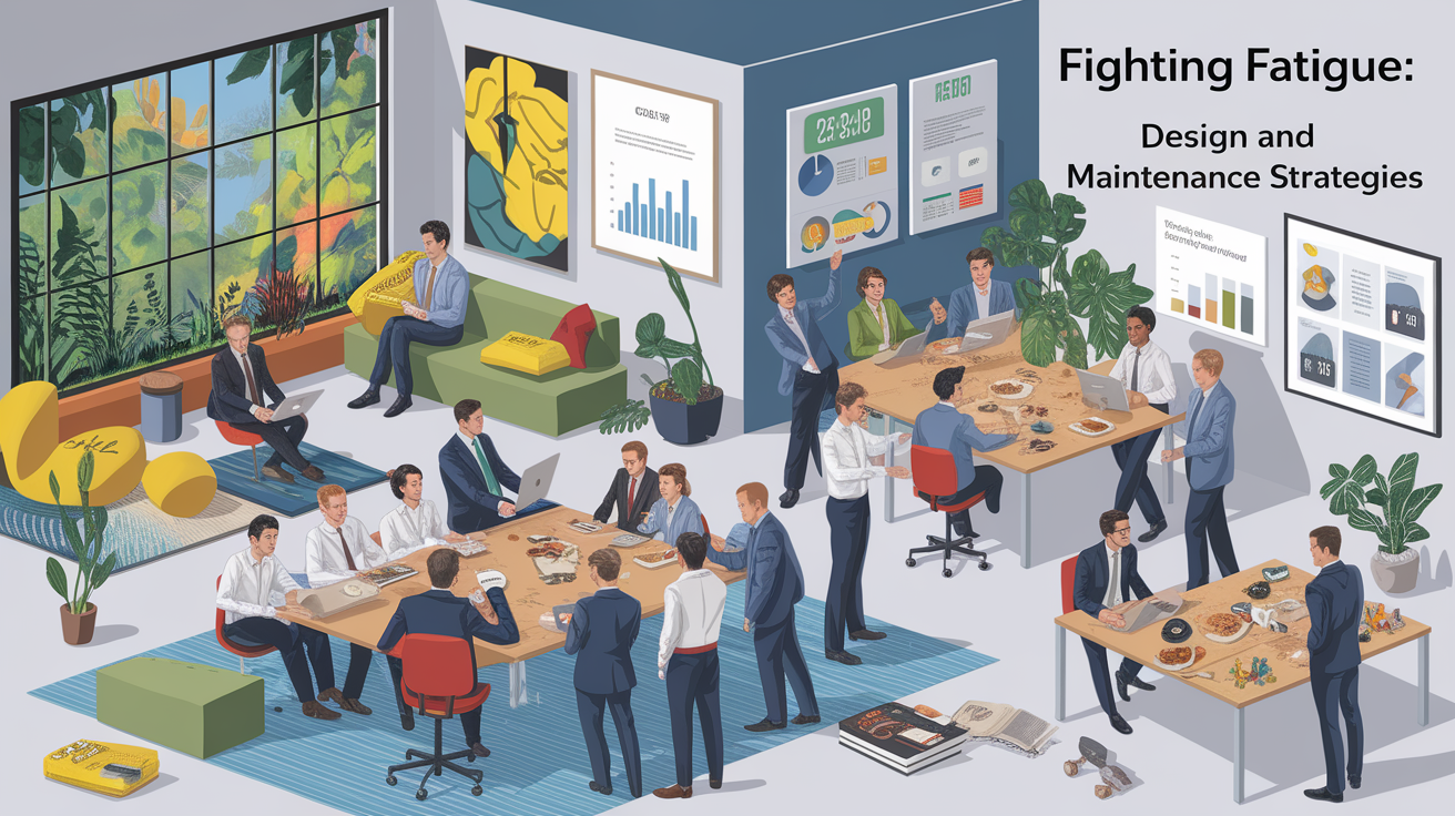 A conceptual illustration representing Fighting Fatigue: Design and Maintenance Strategies. Visualize the main ideas: . Creative but clear representation of the concept. Style: photorealistic. high quality, detailed, professional, clean composition, good lighting, sharp focus, well-composed. high quality, professional, detailed, well-composed