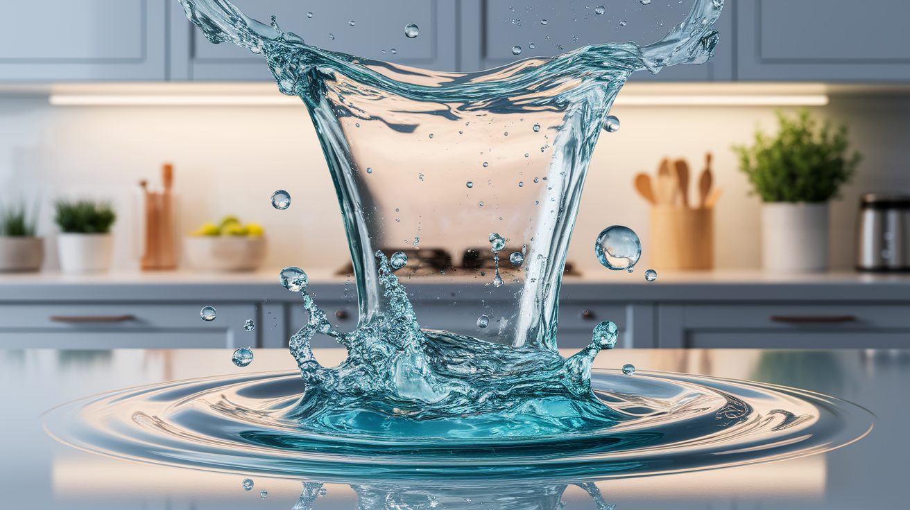 A conceptual illustration representing Crystal Clear Start: How Water Softeners Work in One Sentence. Visualize the main ideas: . Creative but clear representation of the concept. Style: photorealistic. high quality, detailed, professional, clean composition, good lighting, sharp focus, well-composed. high quality, professional, detailed, well-composed