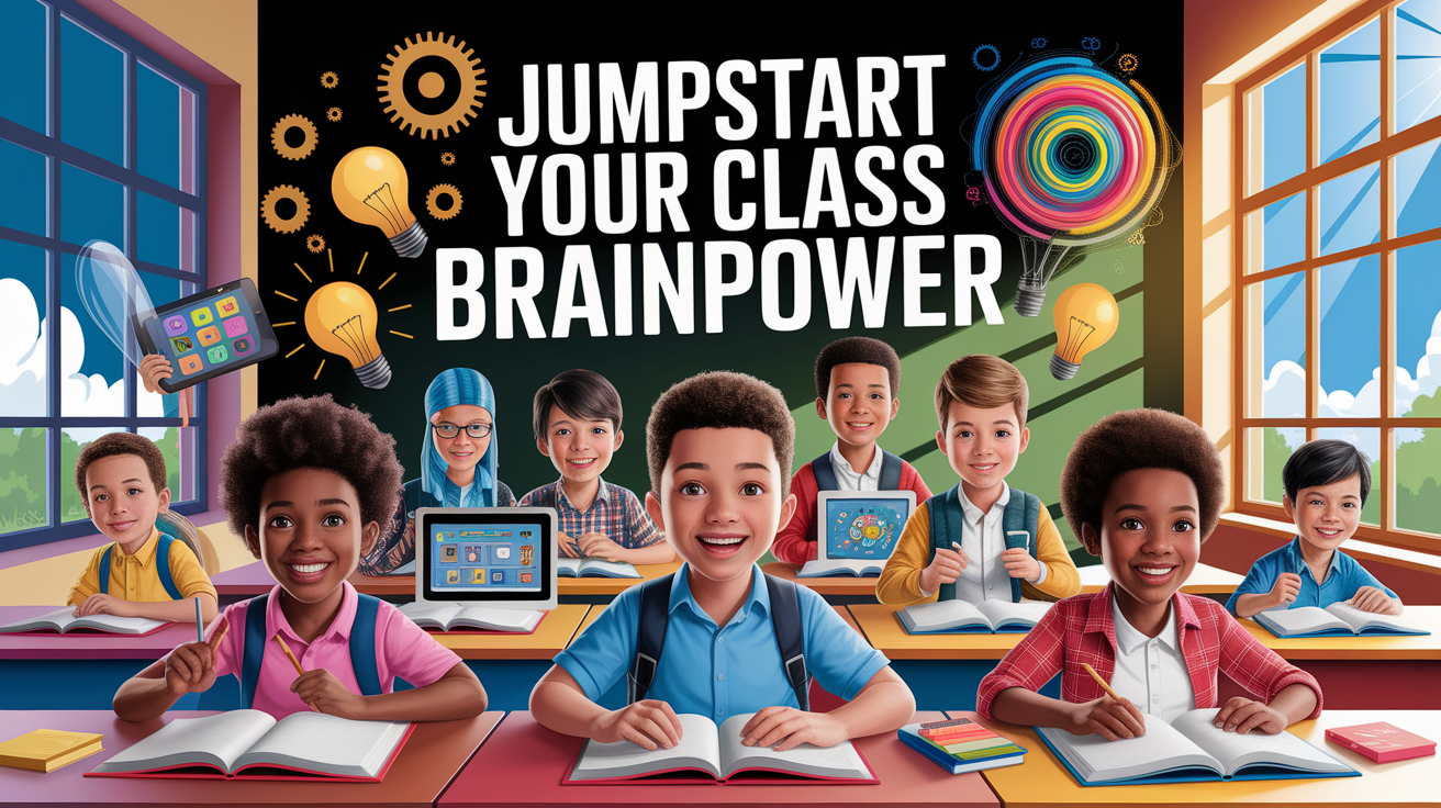 A conceptual illustration representing Jumpstart Your Class Brainpower. Visualize the main ideas: . Creative but clear representation of the concept. Style: photorealistic. high quality, detailed, professional, clean composition, good lighting, sharp focus, well-composed. high quality, professional, detailed, well-composed