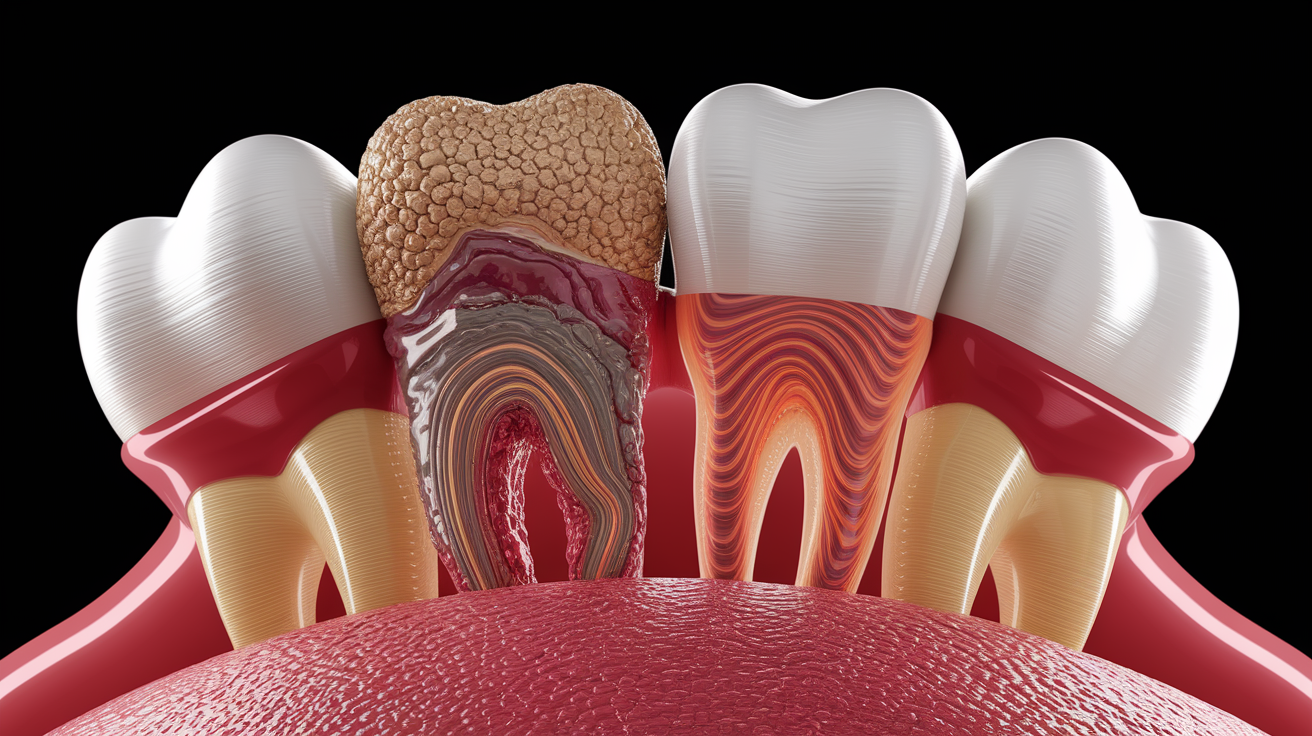 A conceptual illustration representing Plaque and Acid: The Root Cause. Visualize the main ideas: . Creative but clear representation of the concept. Style: photorealistic. high quality, detailed, professional, clean composition, good lighting, sharp focus, well-composed. high quality, professional, detailed, well-composed