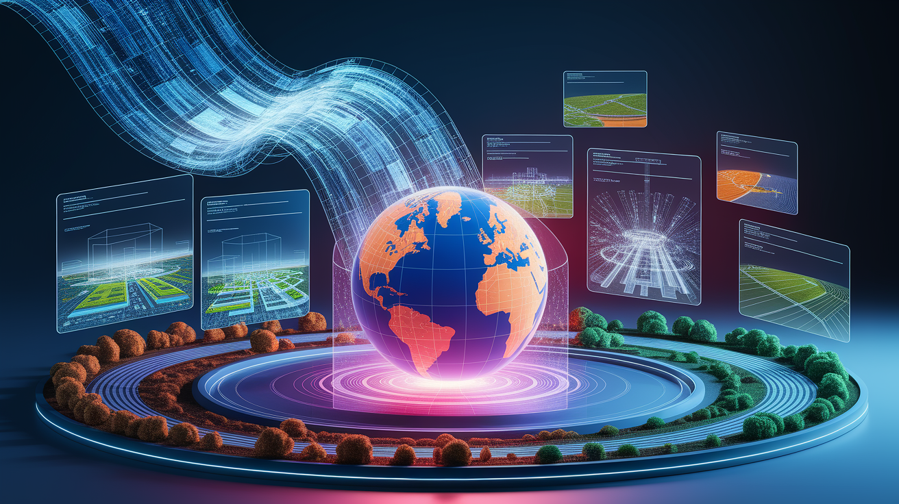 A conceptual illustration representing Integration and Templates for Site-Level Planning. Visualize the main ideas: . Creative but clear representation of the concept. Style: photorealistic. high quality, detailed, professional, clean composition, good lighting, sharp focus, well-composed. high quality, professional, detailed, well-composed