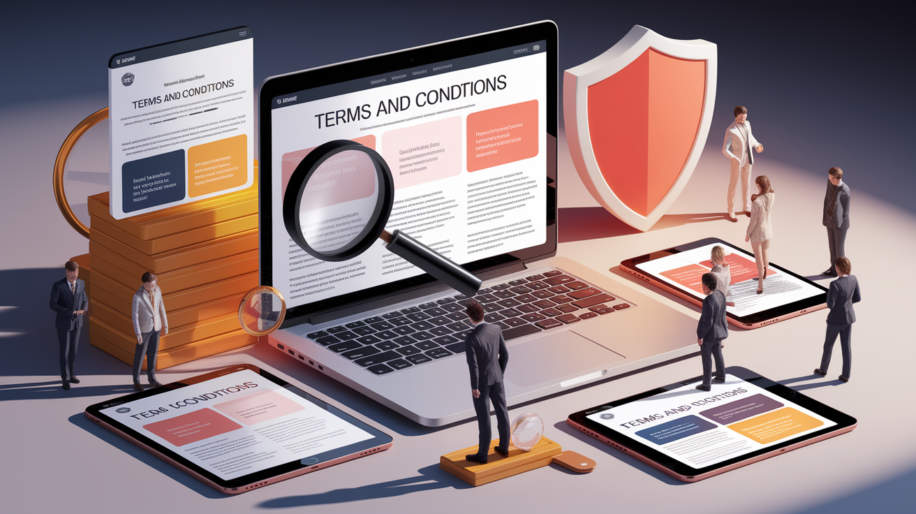 A conceptual illustration representing Why You Need a Website Terms and Conditions Agreement. Visualize the main ideas: . Creative but clear representation of the concept. Style: photorealistic. high quality, detailed, professional, clean composition, good lighting, sharp focus, well-composed. high quality, professional, detailed, well-composed