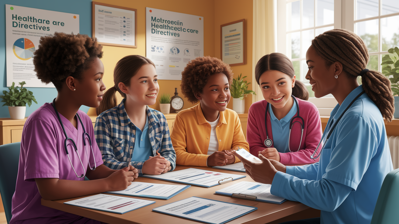 A conceptual illustration representing Understanding Minors Healthcare Directives. Visualize the main ideas: . Creative but clear representation of the concept. Style: photorealistic. high quality, detailed, professional, clean composition, good lighting, sharp focus, well-composed. high quality, professional, detailed, well-composed