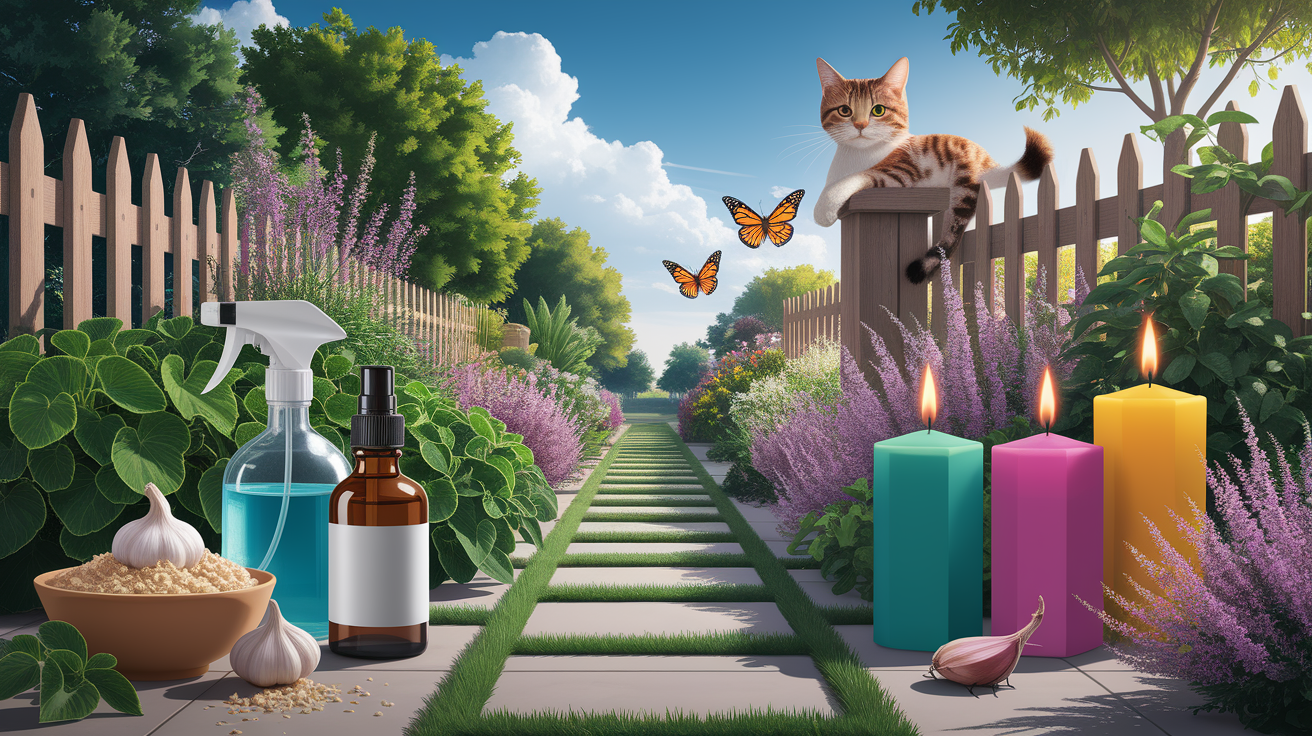 A conceptual illustration representing Applying Natural Repellents and Deterrents. Visualize the main ideas: . Creative but clear representation of the concept. Style: photorealistic. high quality, detailed, professional, clean composition, good lighting, sharp focus, well-composed. high quality, professional, detailed, well-composed