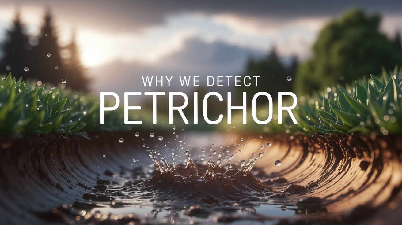 A conceptual illustration representing Why We Detect Petrichor. Visualize the main ideas: . Creative but clear representation of the concept. Style: photorealistic. high quality, detailed, professional, clean composition, good lighting, sharp focus, well-composed. high quality, professional, detailed, well-composed