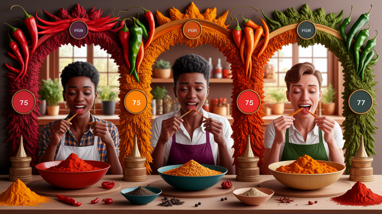 A conceptual illustration representing Spice Tolerance Unveiled. Visualize the main ideas: . Creative but clear representation of the concept. Style: photorealistic. high quality, detailed, professional, clean composition, good lighting, sharp focus, well-composed. high quality, professional, detailed, well-composed