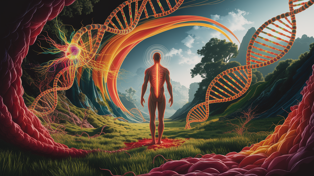 A conceptual illustration representing Genetic Roots of Heat Sense. Visualize the main ideas: . Creative but clear representation of the concept. Style: photorealistic. high quality, detailed, professional, clean composition, good lighting, sharp focus, well-composed. high quality, professional, detailed, well-composed