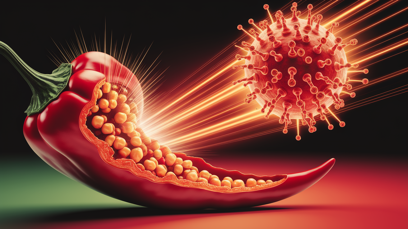 A conceptual illustration representing Capsaicin Mechanics: The Burn Explained. Visualize the main ideas: . Creative but clear representation of the concept. Style: photorealistic. high quality, detailed, professional, clean composition, good lighting, sharp focus, well-composed. high quality, professional, detailed, well-composed