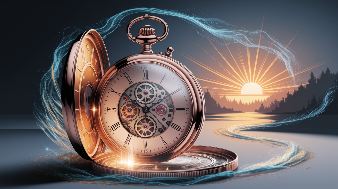 A conceptual illustration representing Wake Up Your Internal Timekeeper. Visualize the main ideas: . Creative but clear representation of the concept. Style: photorealistic. high quality, detailed, professional, clean composition, good lighting, sharp focus, well-composed. high quality, professional, detailed, well-composed