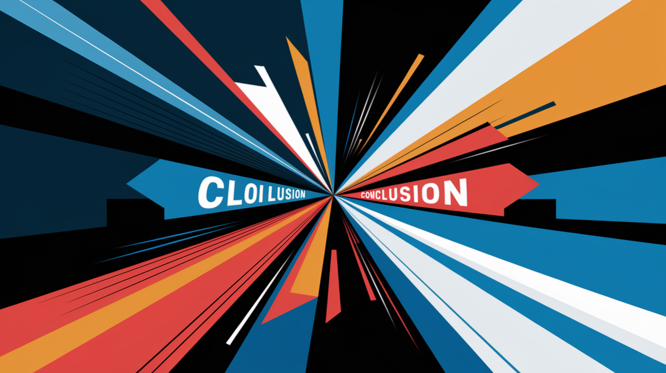 A conceptual illustration representing Conclusion. Visualize the main ideas: . Creative but clear representation of the concept. Style: Visual Theme: Clean, modern aesthetic with high contrast and vibrant energy. Emphasize the intersect. high quality, detailed, professional, clean composition, good lighting, sharp focus, well-composed. high quality, professional, detailed, well-composed