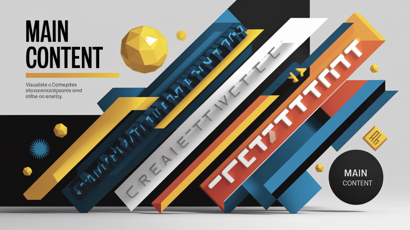 A conceptual illustration representing Main Content. Visualize the main ideas: . Creative but clear representation of the concept. Style: Visual Theme: Clean, modern aesthetic with high contrast and vibrant energy. Emphasize the intersect. high quality, detailed, professional, clean composition, good lighting, sharp focus, well-composed. high quality, professional, detailed, well-composed