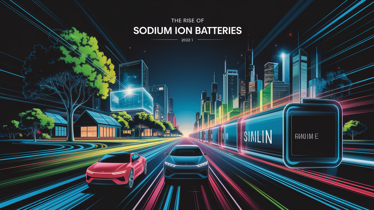 A conceptual illustration representing The Rise of Sodium Ion Batteries. Visualize the main ideas: . Creative but clear representation of the concept. Style: Visual Theme: Clean, modern aesthetic with high contrast and vibrant energy. Emphasize the intersect. high quality, detailed, professional, clean composition, good lighting, sharp focus, well-composed. high quality, professional, detailed, well-composed