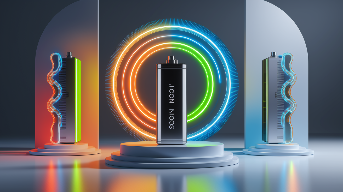 A professional product showcase or technology demonstration for The Rise of Sodium Ion Technology. Highlight . Clean, modern presentation with focus on functionality and design. Style: Visual Theme: Clean, modern aesthetic with high contrast and vibrant energy. Emphasize the intersect. high quality, detailed, professional, clean composition, good lighting, sharp focus, well-composed. high quality, professional, detailed, well-composed