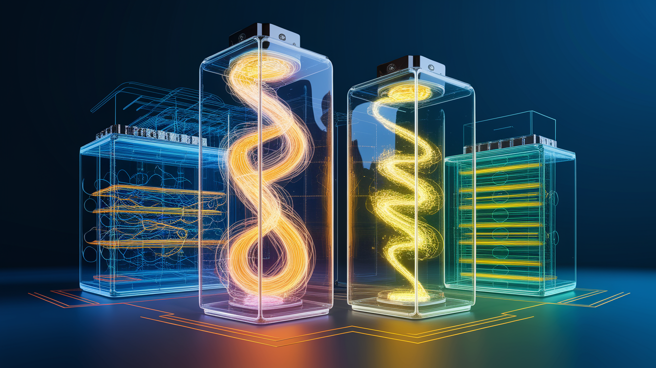 A conceptual illustration representing Recent Innovations in Sodium Ion Batteries. Visualize the main ideas: . Creative but clear representation of the concept. Style: Visual Theme: Clean, modern aesthetic with high contrast and vibrant energy. Emphasize the intersect. high quality, detailed, professional, clean composition, good lighting, sharp focus, well-composed. high quality, professional, detailed, well-composed