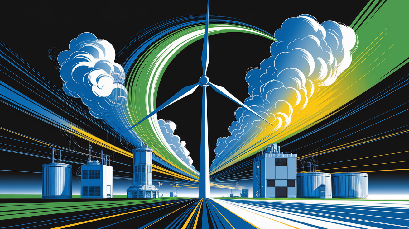 A conceptual illustration representing Key Components of Wind Power Systems. Visualize the main ideas: . Creative but clear representation of the concept. Style: Visual Theme: Clean, modern aesthetic with high contrast and vibrant energy. Emphasize the intersect. high quality, detailed, professional, clean composition, good lighting, sharp focus, well-composed. high quality, professional, detailed, well-composed