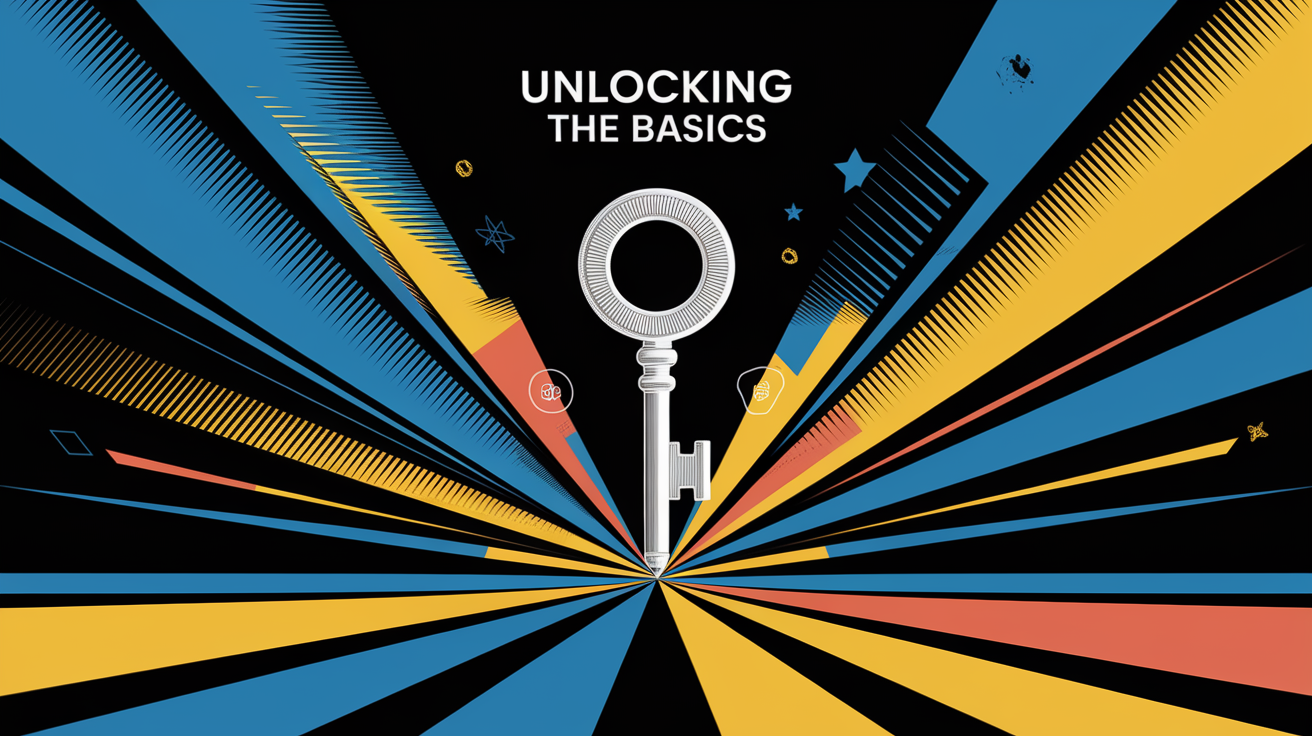 A conceptual illustration representing Unlocking the Basics. Visualize the main ideas: . Creative but clear representation of the concept. Style: Visual Theme: Clean, modern aesthetic with high contrast and vibrant energy. Emphasize the intersect. high quality, detailed, professional, clean composition, good lighting, sharp focus, well-composed. high quality, professional, detailed, well-composed