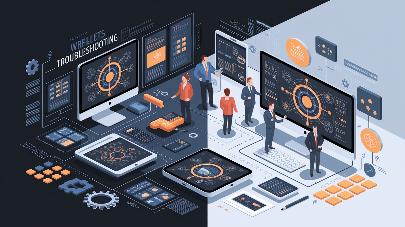 A conceptual illustration representing Troubleshooting Techniques. Visualize the main ideas: . Creative but clear representation of the concept. Style: Visual Theme: Clean, modern aesthetic with high contrast and vibrant energy. Emphasize the intersect. high quality, detailed, professional, clean composition, good lighting, sharp focus, well-composed. high quality, professional, detailed, well-composed