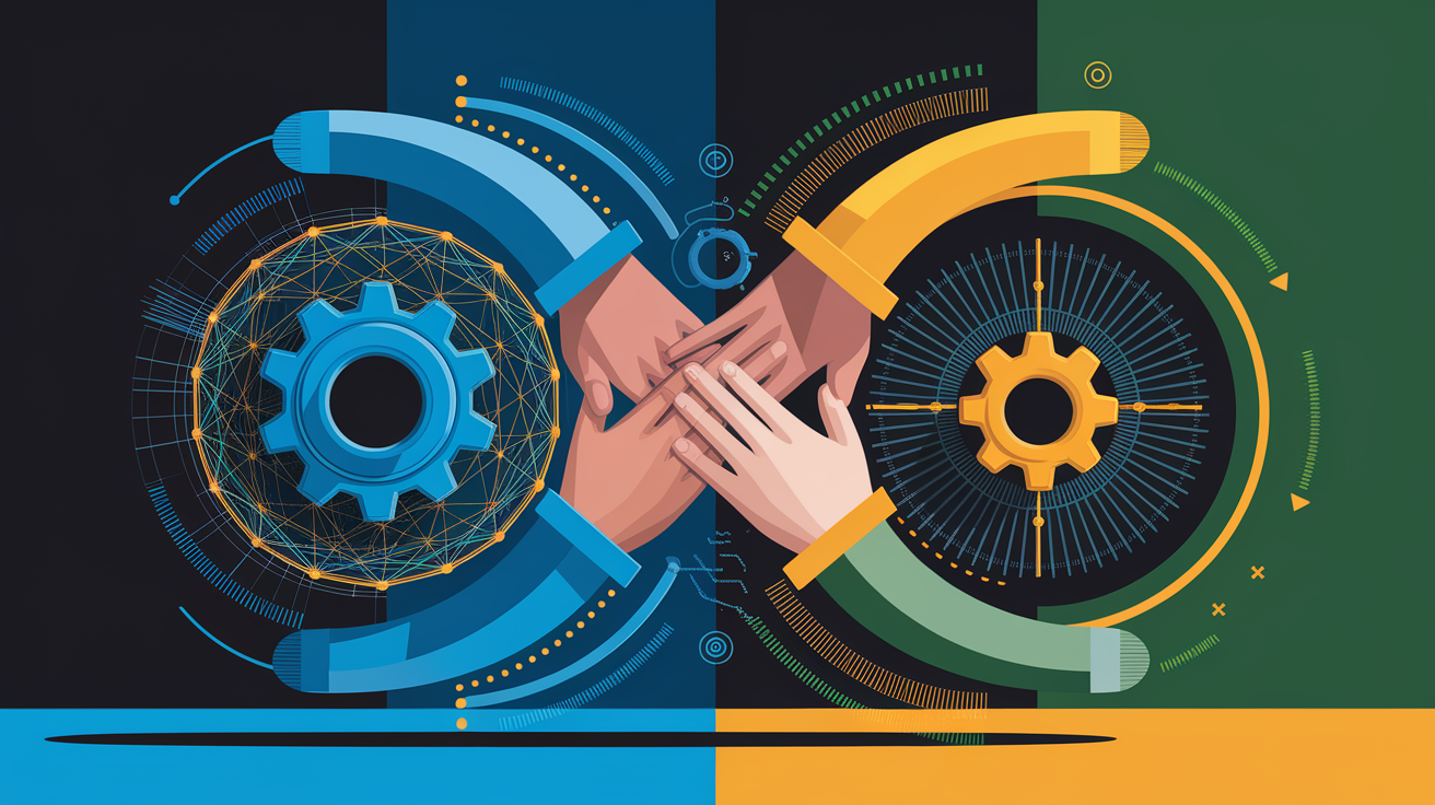 A conceptual illustration representing Best Practices for Successful Integration. Visualize the main ideas: . Creative but clear representation of the concept. Style: Visual Theme: Clean, modern aesthetic with high contrast and vibrant energy. Emphasize the intersect. high quality, detailed, professional, clean composition, good lighting, sharp focus, well-composed. high quality, professional, detailed, well-composed