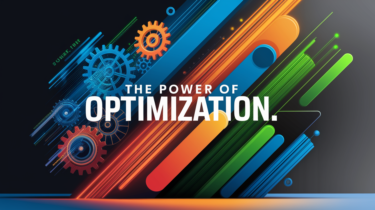 A conceptual illustration representing The Power of Optimization. Visualize the main ideas: . Creative but clear representation of the concept. Style: Visual Theme: Clean, modern aesthetic with high contrast and vibrant energy. Emphasize the intersect. high quality, detailed, professional, clean composition, good lighting, sharp focus, well-composed. high quality, professional, detailed, well-composed